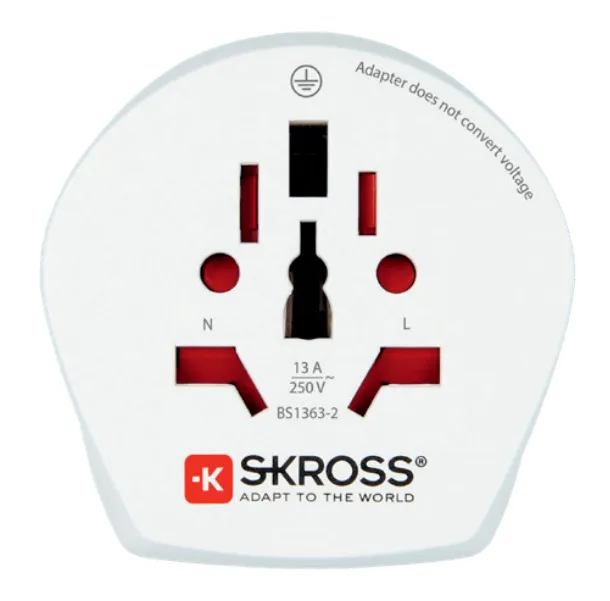 SKROSS 1.500210-E Combo World - grounded travel adapter, white