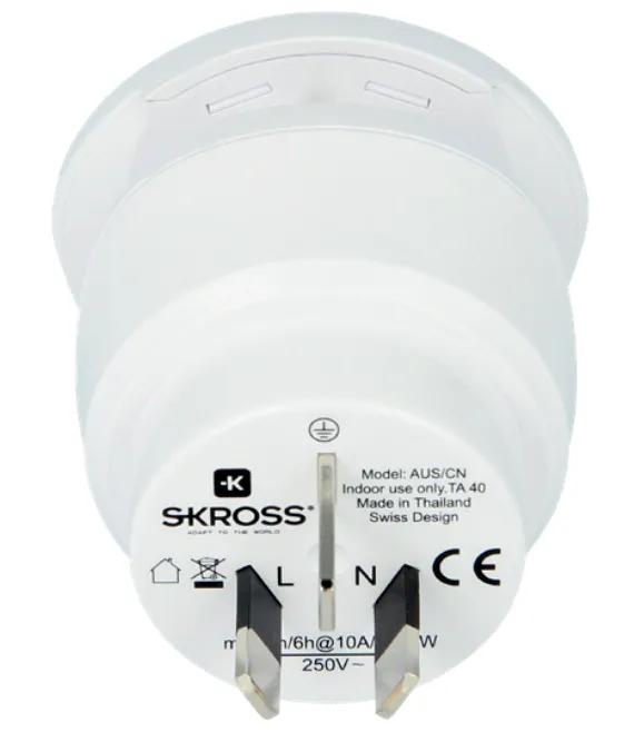 SKROSS 1.500210-E Combo World - grounded travel adapter, white