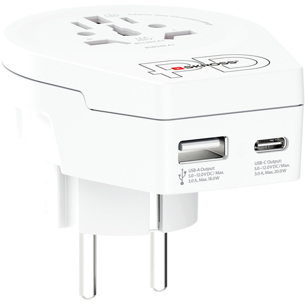 SKROSS World to Europe - Travel adapter with USB-C Power Delivery 20 W