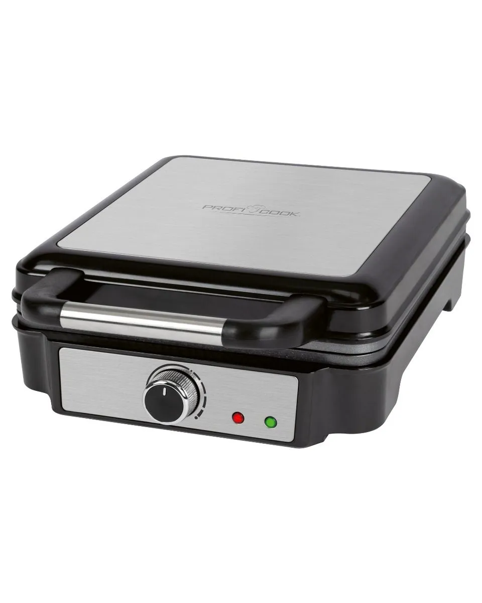 ProfiCook PC-WA 1241 V&aring;ffelj&auml;rn, 1200 Watt, 4 fyrkantiga belgiska v&aring;fflor, Svart/Rostfritt st&aring;l