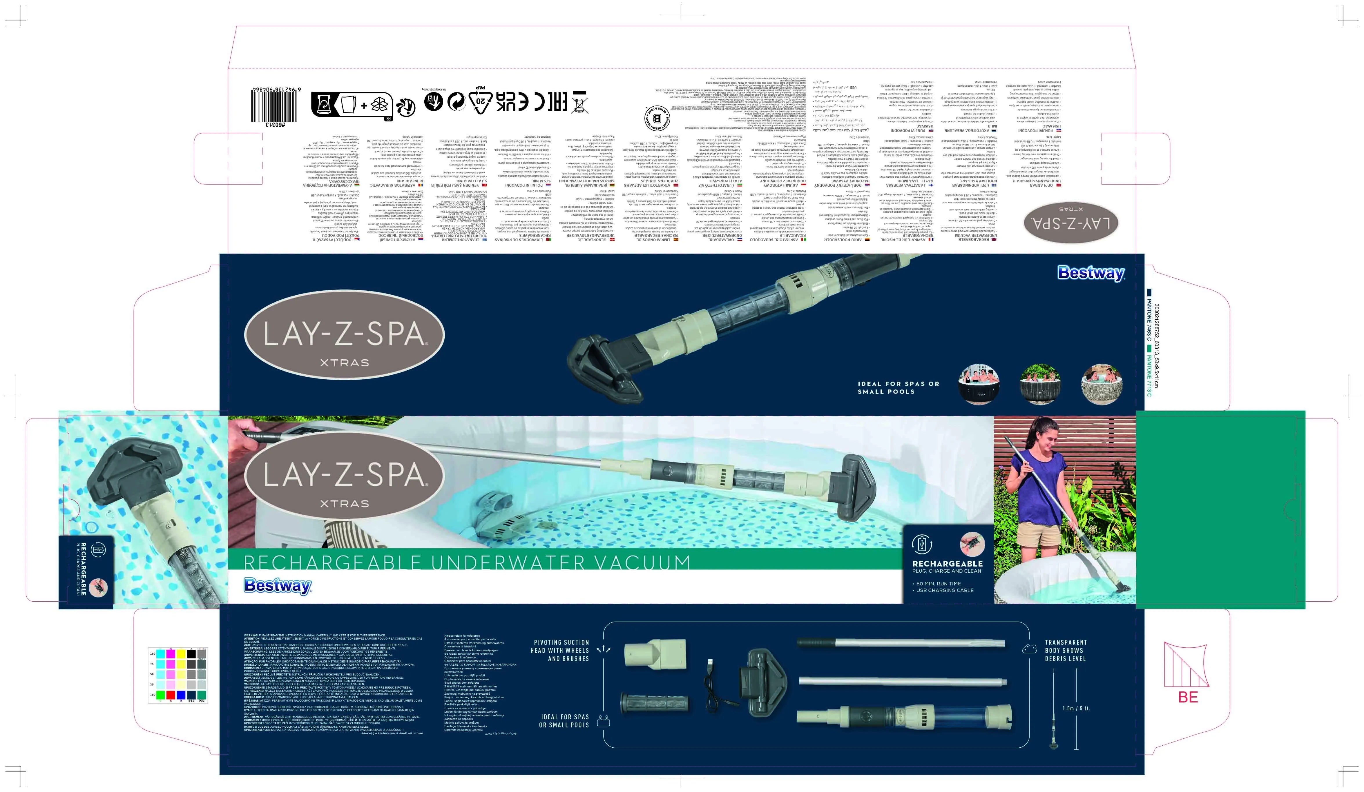 Bestway Lay-Z-Spa- uppladdningsbar pooldammsugare