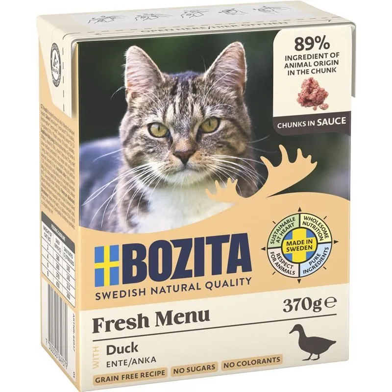 Bozita Fresh Menu Duck in Sauce, V&aring;tfoder f&ouml;r katt, Adult, Steriliserad, 370 g