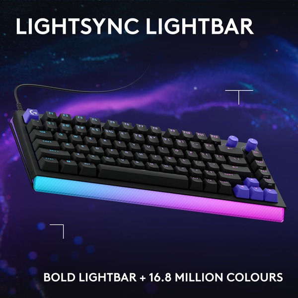 Logitech G512 X 75 Mechanical Gaming Keyboard, Gateron KS-20 Tactile, Black