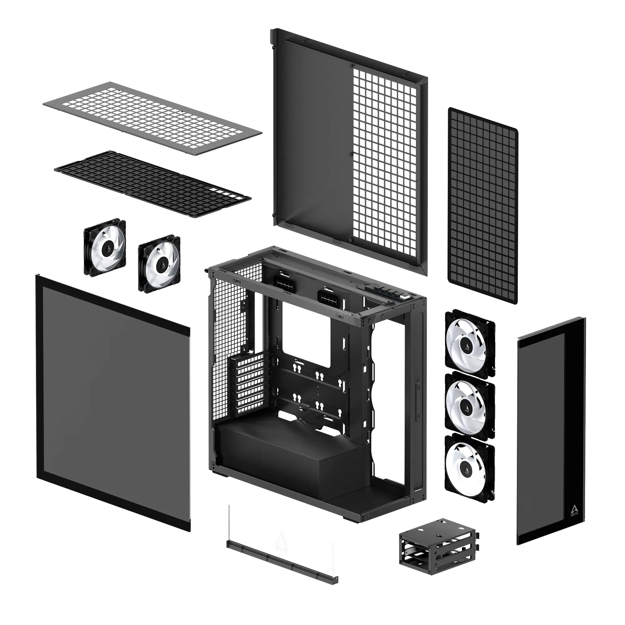 Arctic Xtender 5x A-RGB Fans E-ATX - mid case with window, Black