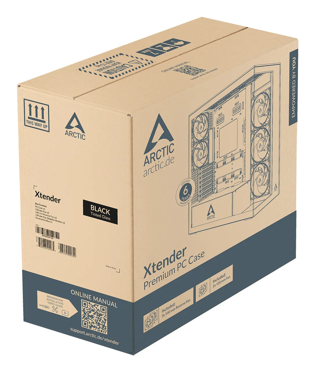 Arctic Xtender VG 5x A-RGB Fans E-ATX - mid case with window, Black