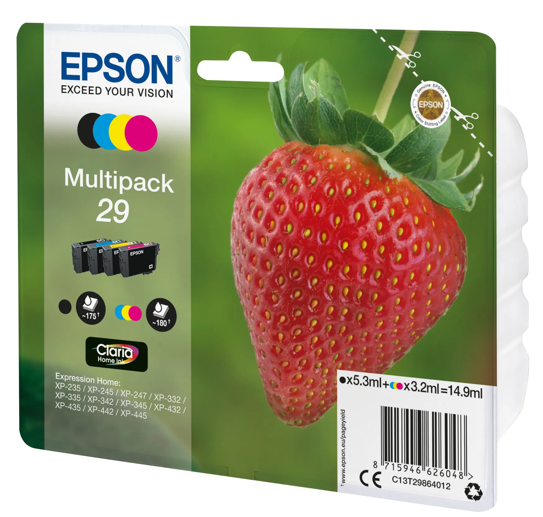 Epson 29 Claria Home kit med bl&auml;ckpatroner, flerf&auml;rgad, 4 st
