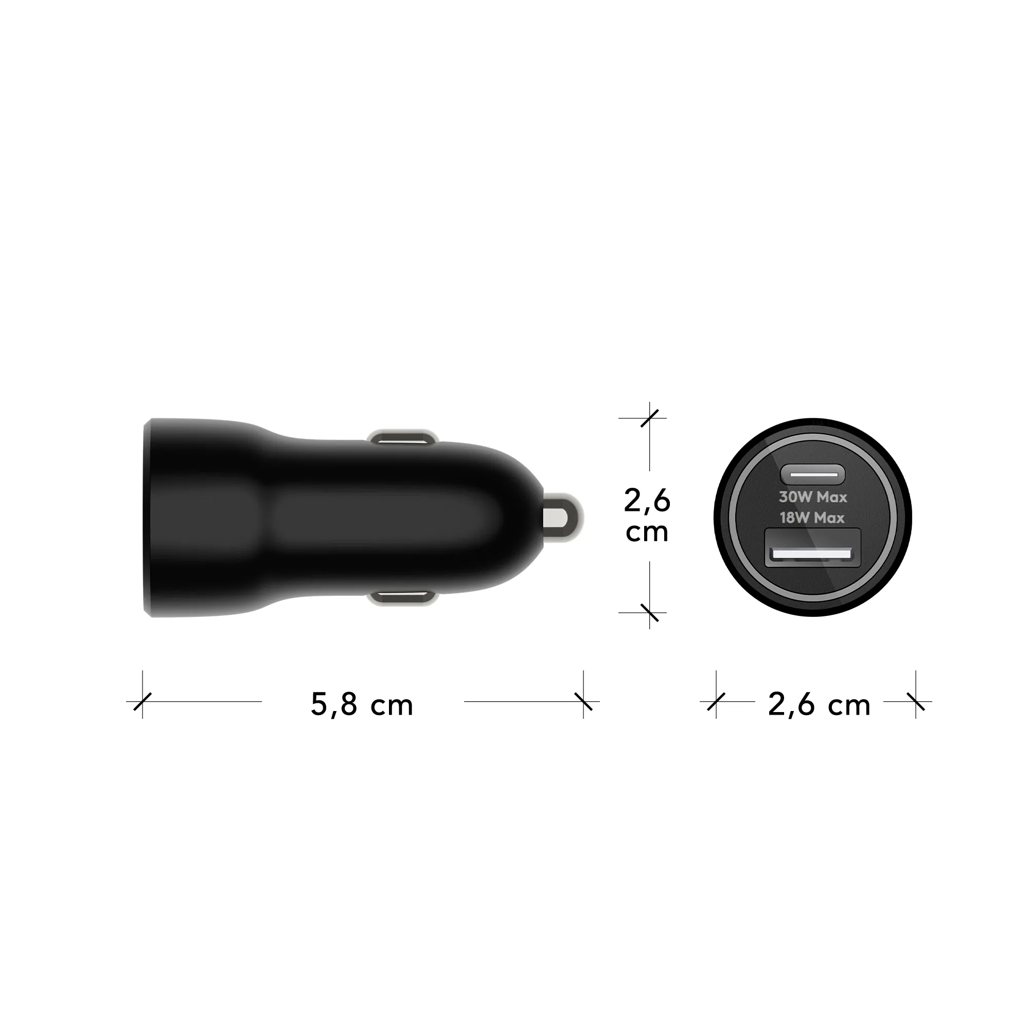 DBRAMANTE Re-Charge, 1 x USB-C, 1 x USB-A, 30W, PD 30W - Car Charger