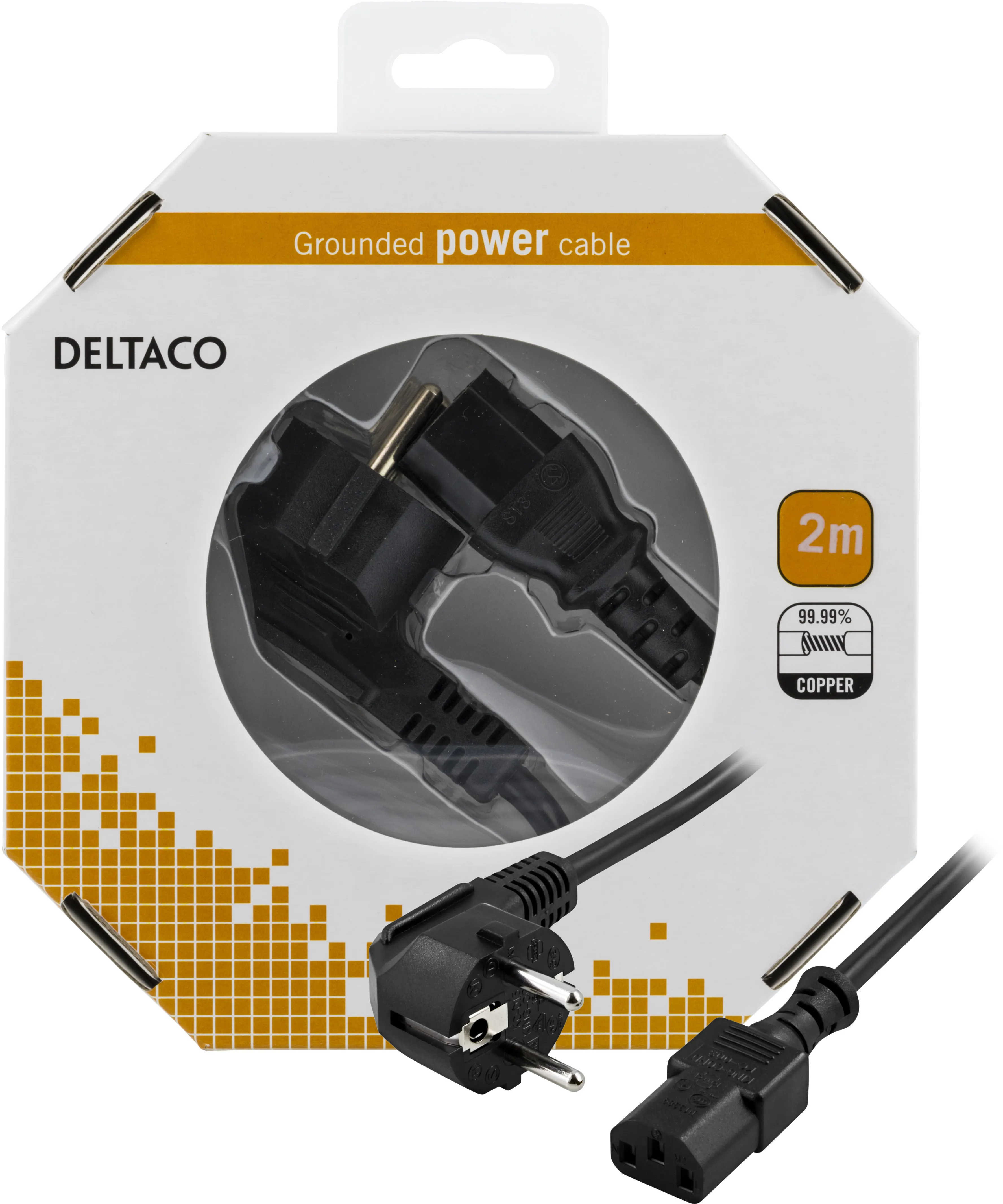 DELTACO laitekaapeli PC- &amp; sein&auml;kosketinliitin, 2m