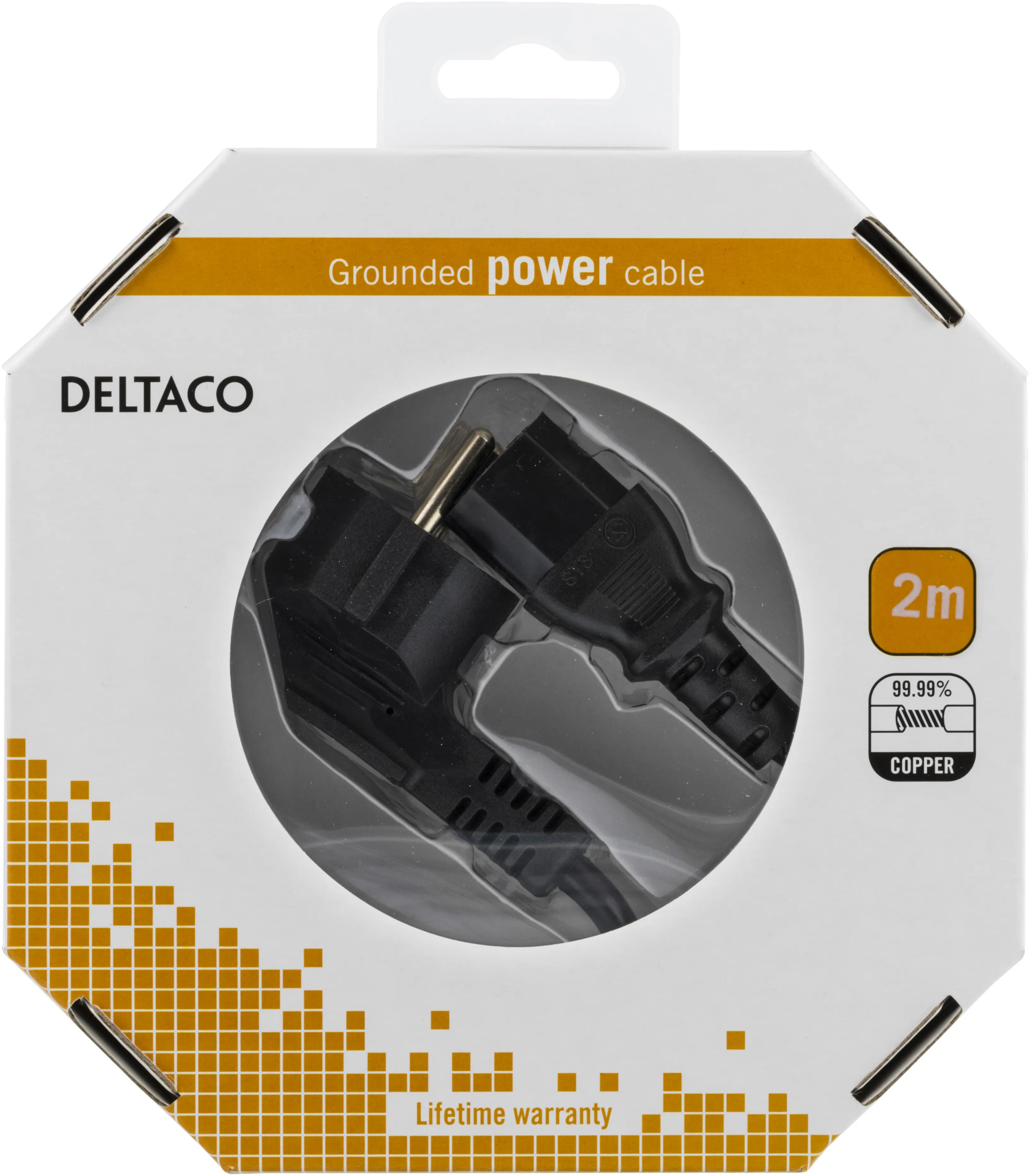 DELTACO laitekaapeli PC- &amp; sein&auml;kosketinliitin, 2m