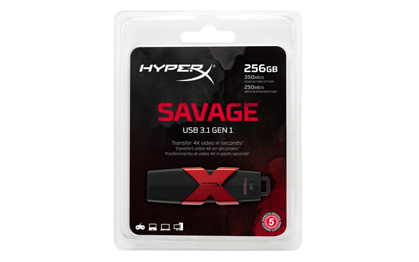 Kingston 256GB HyperX Savage USB 3.0 - memory stick, Black/Red