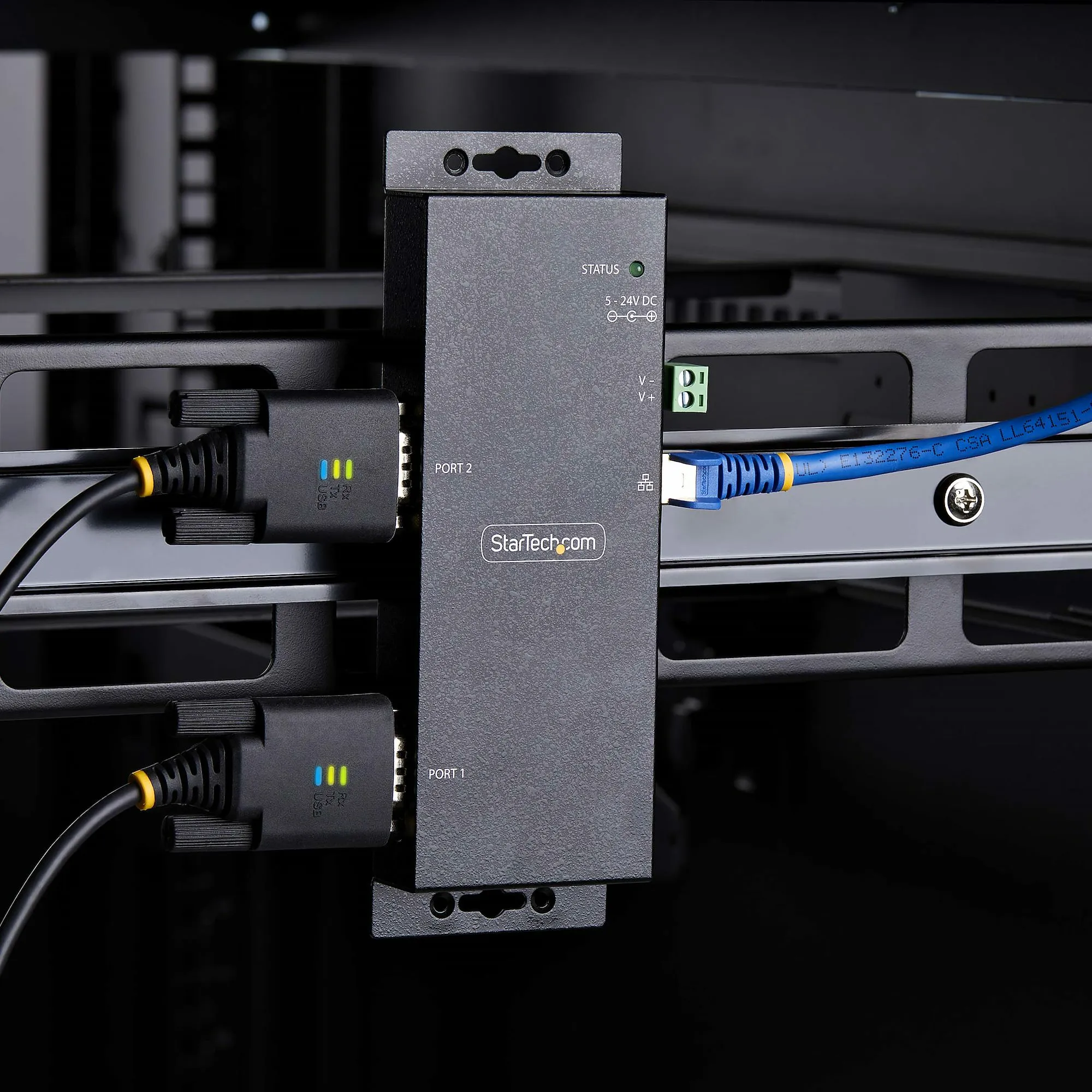 STARTECH.COM 2-Port Serial to Ethernet Adapter IP Serial Device Server For Remote RS232 Devices Wall/DIN Rail LAN to DB9