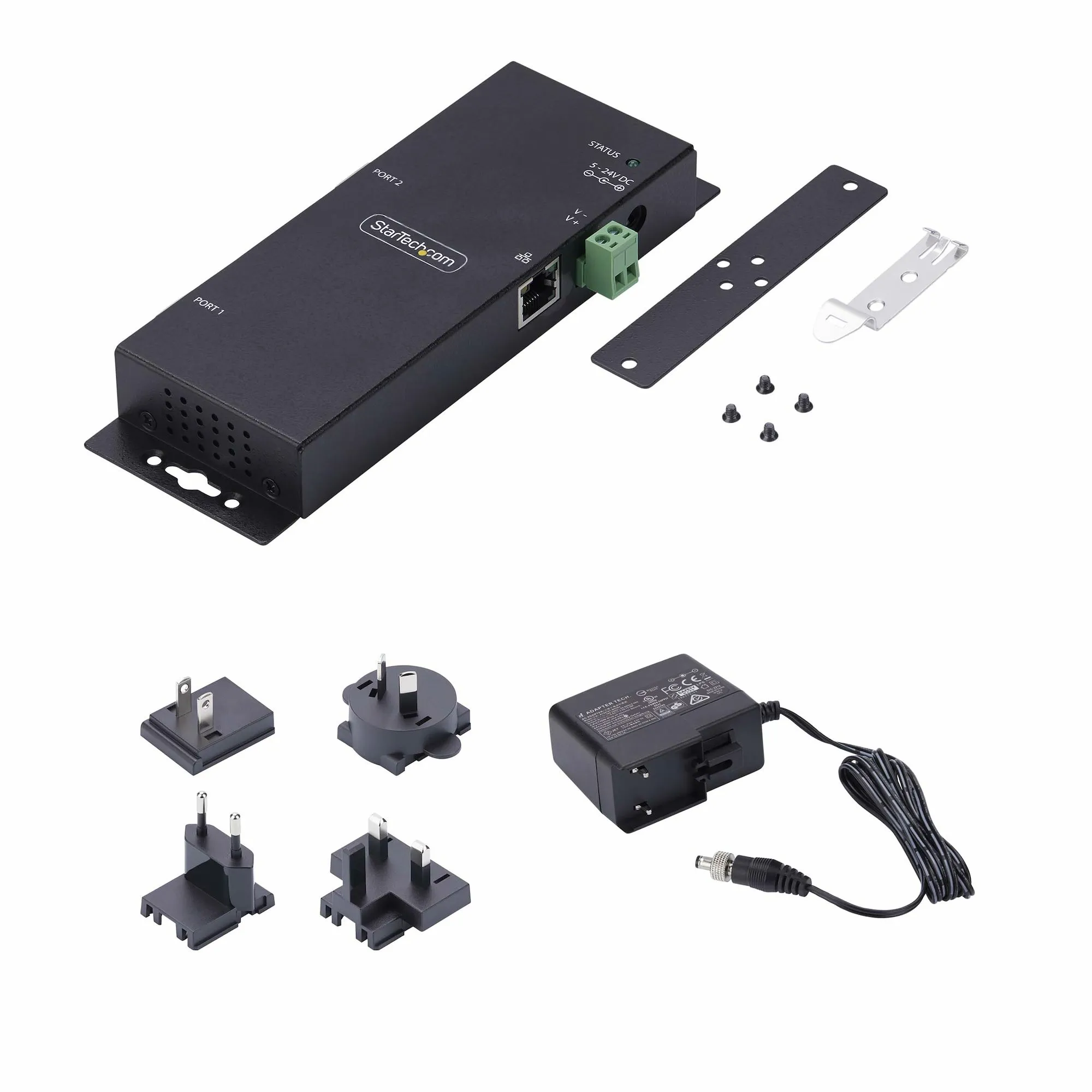 STARTECH.COM 2-Port Serial to Ethernet Adapter IP Serial Device Server For Remote RS232 Devices Wall/DIN Rail LAN to DB9