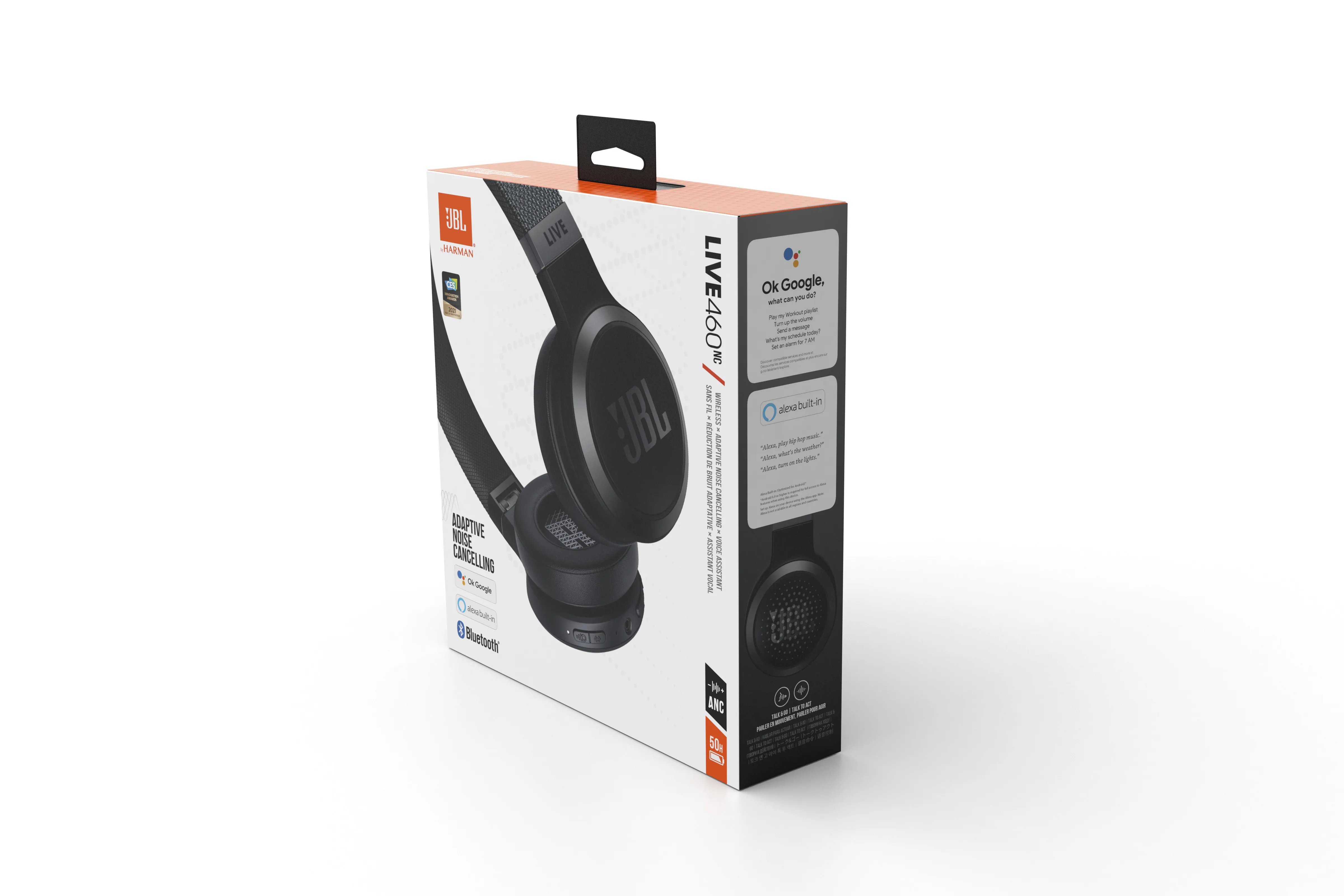 JBL Live 460 NC -langattomat kuulokkeet, Musta
