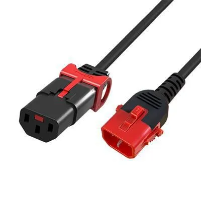 Microconnect MC-DUALC13C14S-1 - kaksoislukittuva virtajohto, musta