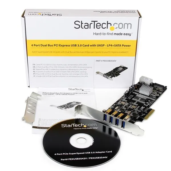 StarTech PEXUSB3S42 4-Port PCI Express x1 USB 3.2 Gen 1 Expansion Card