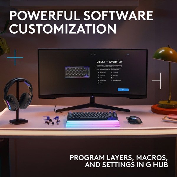 Logitech G512 X 75 -mekaaninen pelin&auml;pp&auml;imist&ouml;, Gateron KS-20 Tactile, musta