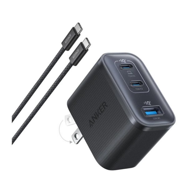 Anker Nano Charger (70W, 3 portar) - V&auml;ggladdare, Svart