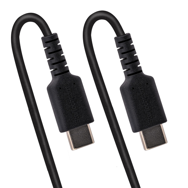 USB C CHARGING CABLE - 50CM - (20IN) COILED CABLE BLACK