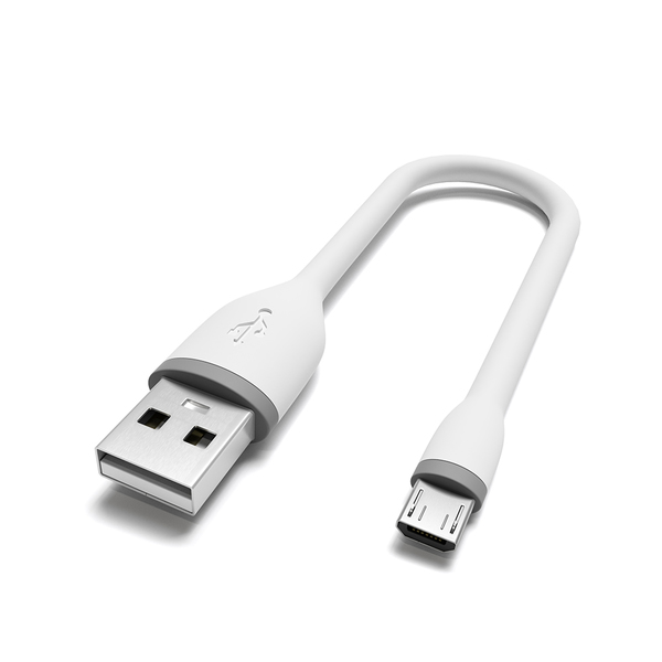 Satechi Flexible USB-A - Micro-USB B -kaapeli, 15 cm, Valkoinen