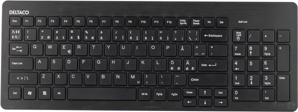 DELTACO tunt tr&aring;dl&ouml;st tangentbord, USB, svart