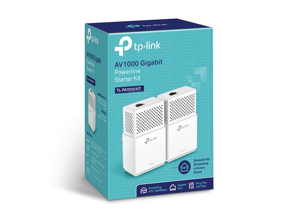 TP-LINK AV1000 Powerline startpaket med tv&aring; adaptrar, Gigabit, vit