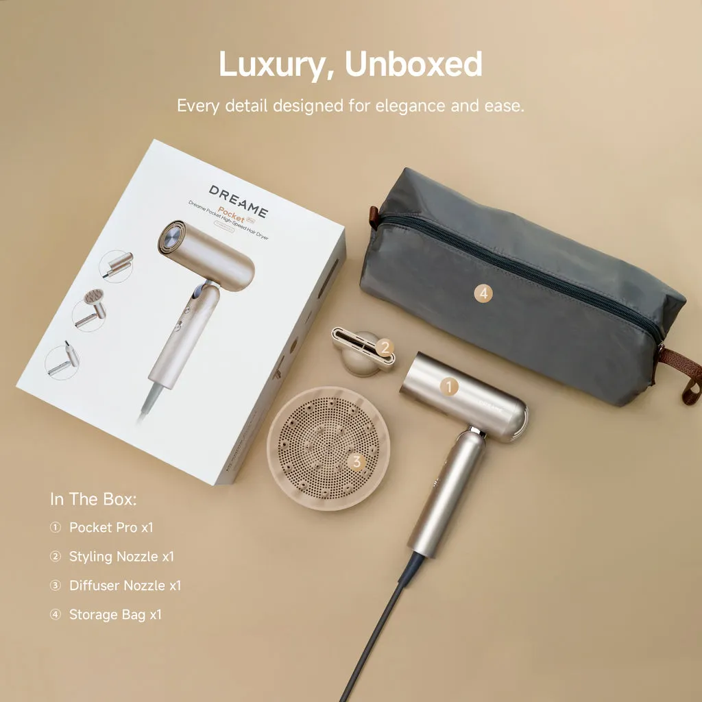 Dreame Pocket Pro 1300W Hair Dryer, Gold