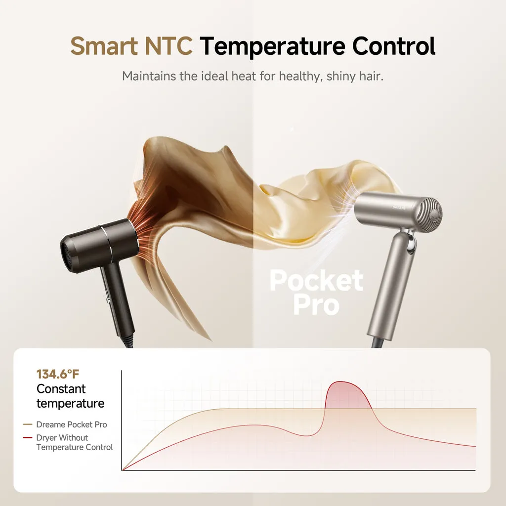 Dreame Pocket Pro 1300W Hair Dryer, Gold