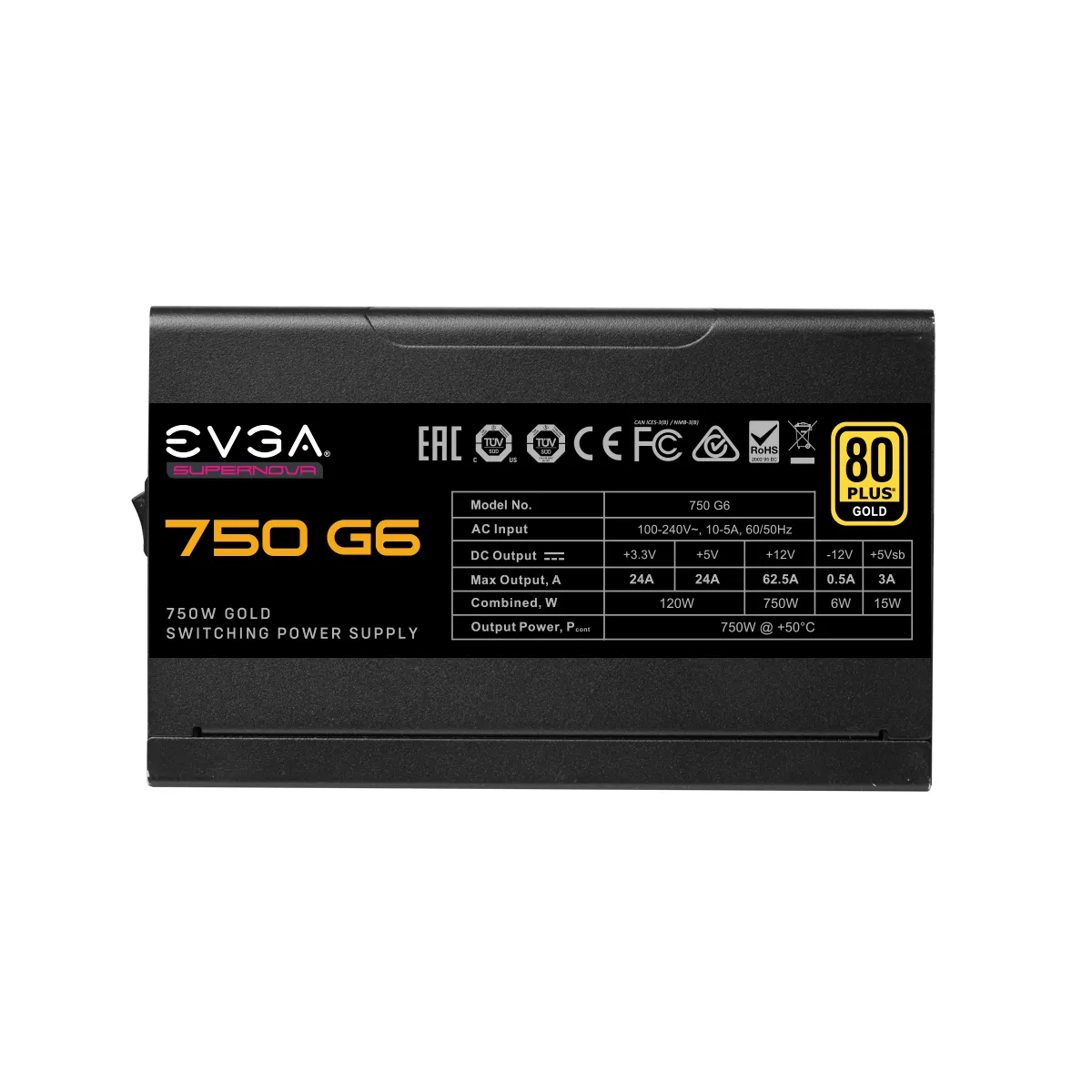 EVGA SuperNova G6 750W - PSU, 80 Plus Gold