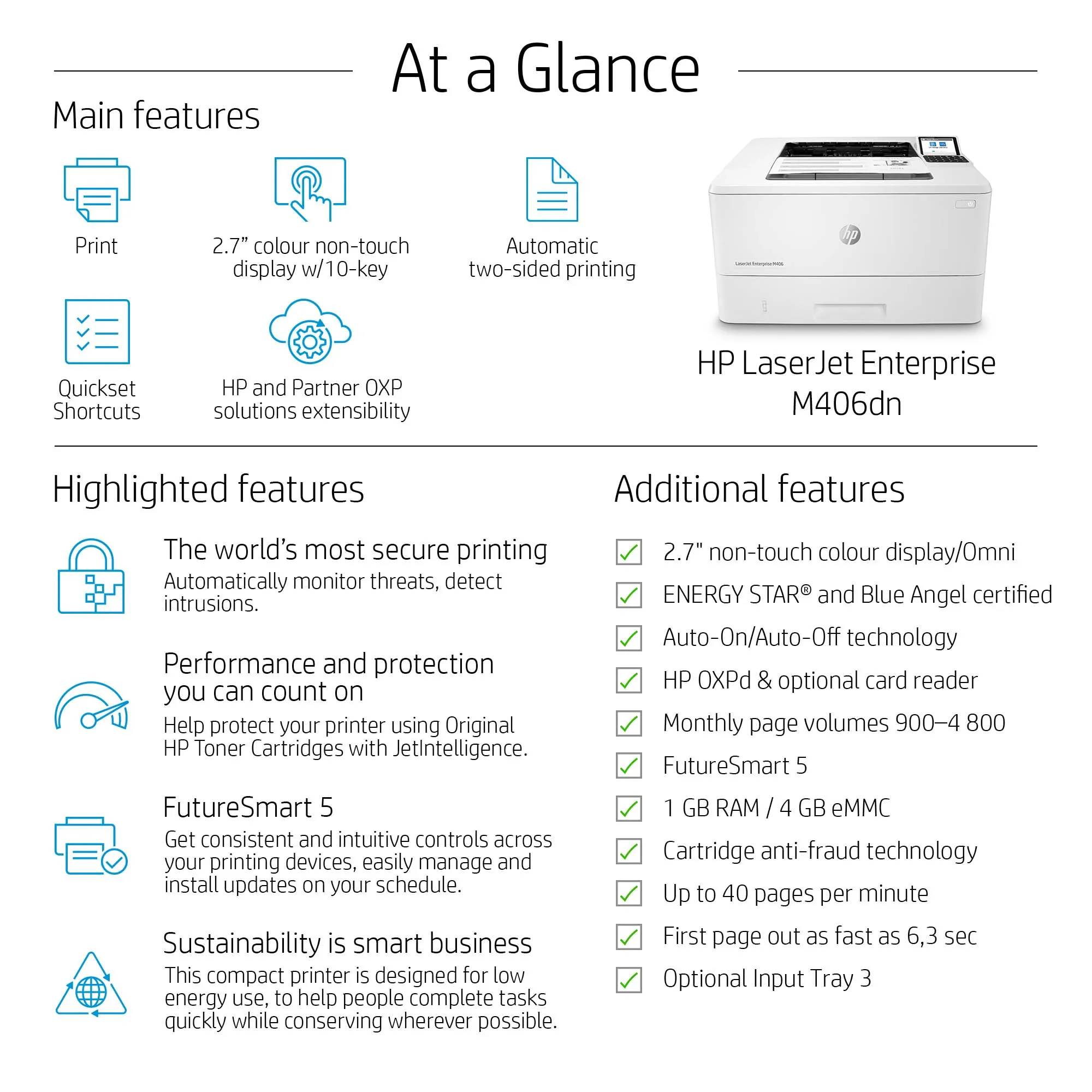 HP LaserJet Enterprise M406dn Printer