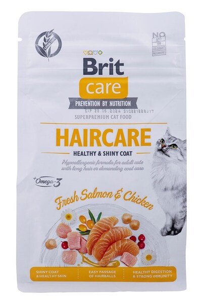 Brit Care Grain Free Haircare Healthy & Shiny Coat, Dry food for cats, Adult, 400g
