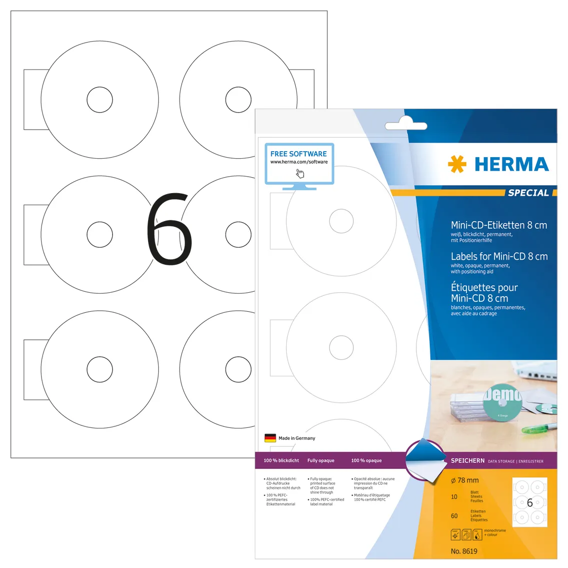 Herma label Special CD mini &oslash;78 (60)