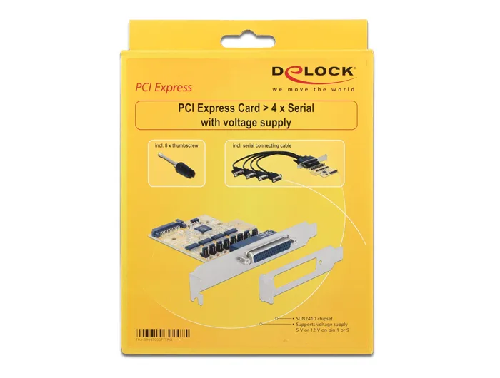 DeLOCK PCI Express kortti, 1xDB44 naaras, 1xDB44 uros,4xRS-232 kaapeli