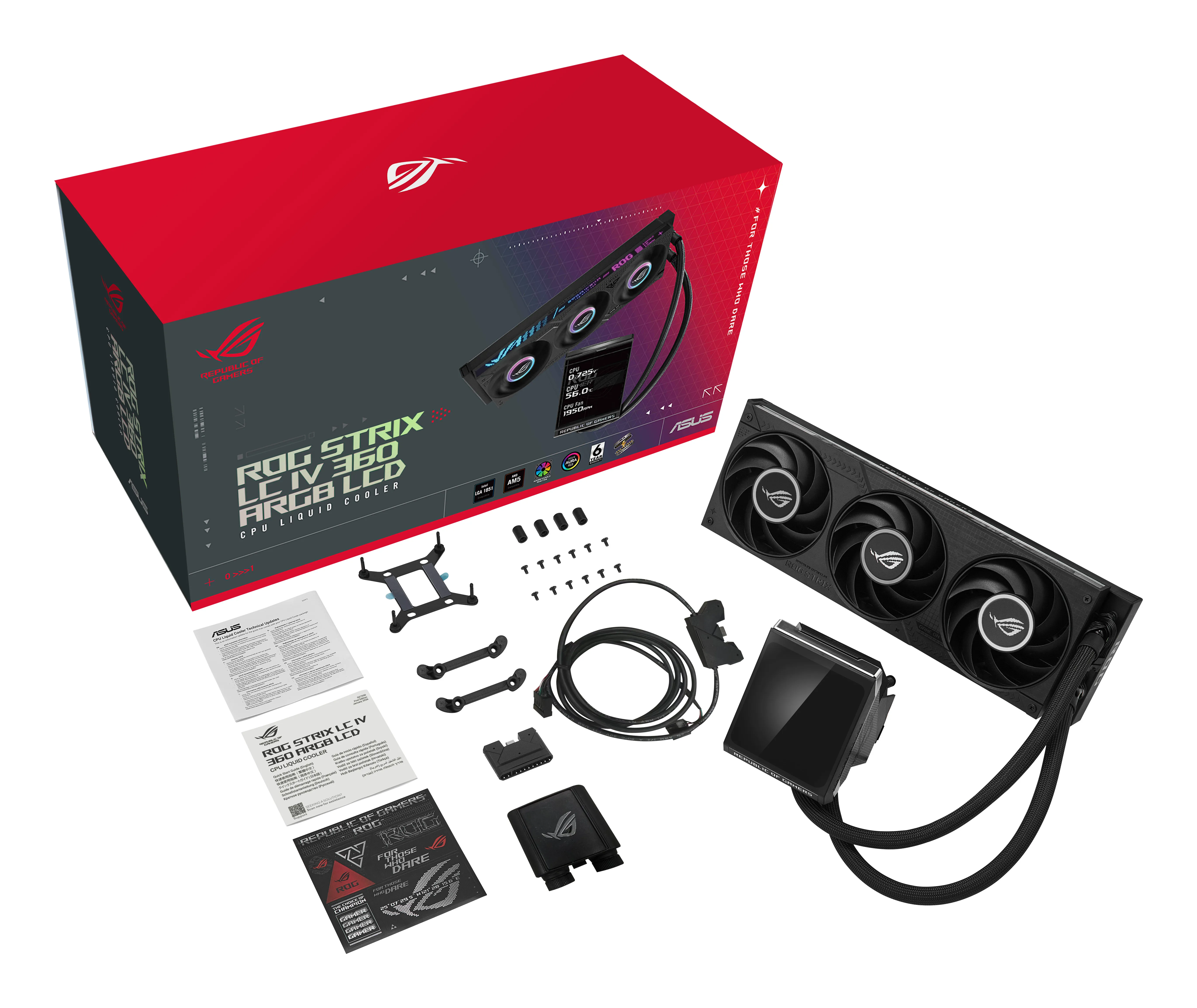 CPU liquid cooler ASUS ROG Strix LC IV 360 ARGB LCD, Black