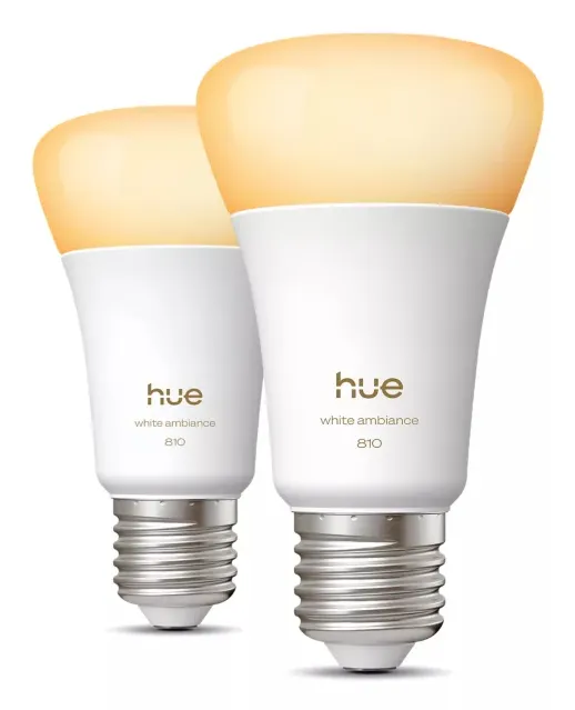 Philips Hue White Ambiance A60 E27 - Smart LED-lampa, Vit, 2 st