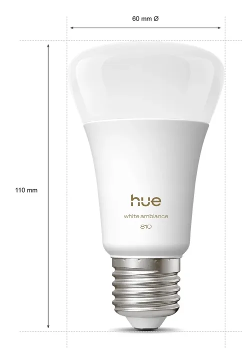 Philips Hue White Ambiance A60 E27 - Smart LED-lampa, Vit, 2 st