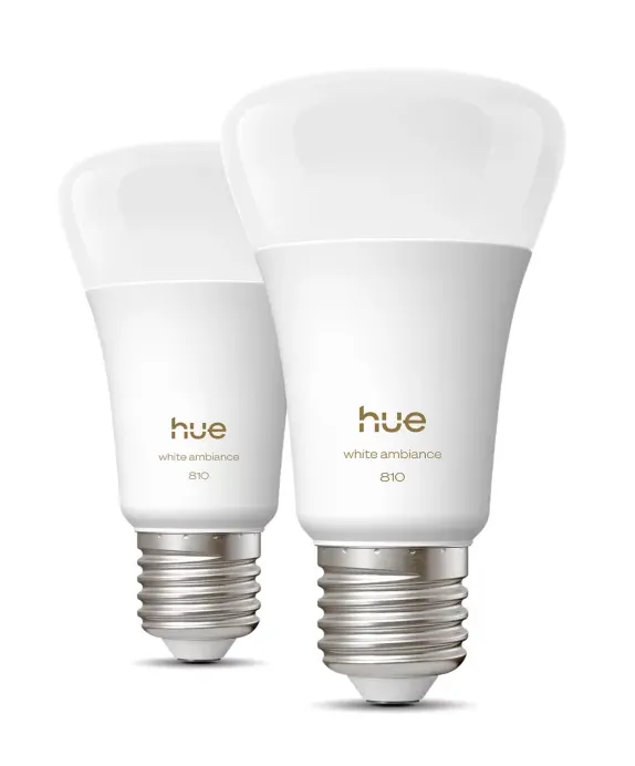 Philips Hue White Ambiance A60 E27 - Smart LED-lampa, Vit, 2 st
