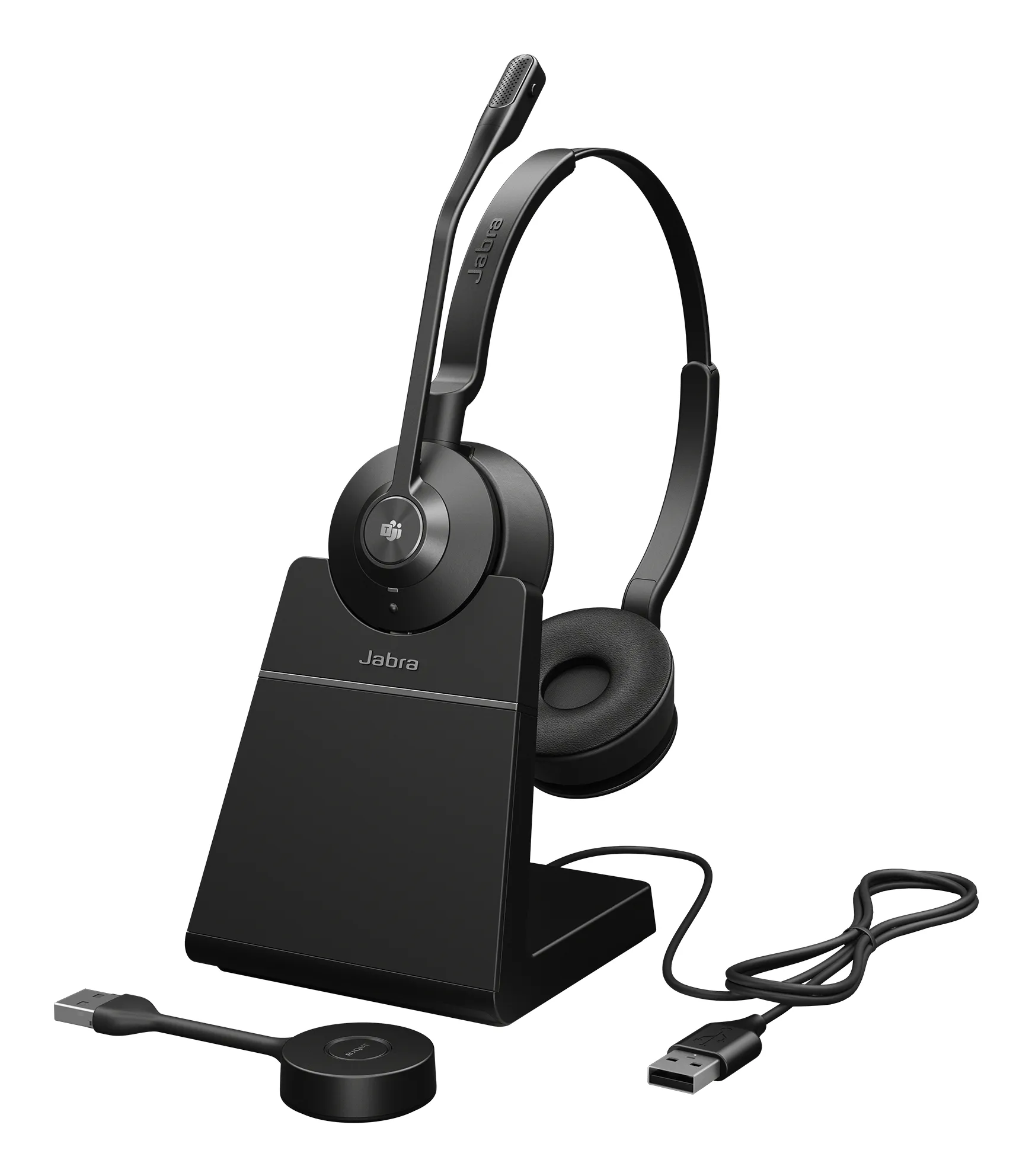 JABRA Engage 55 SE Stereo headset MS Link 400a DECT adapter USB-A Engage 55 Deskstand 1.2m USB-C to USB-A Cable Carry case