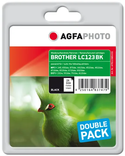 AgfaPhoto APB123BDUOD -mustekasettipakkaus, 16 ml, musta, 2 kpl