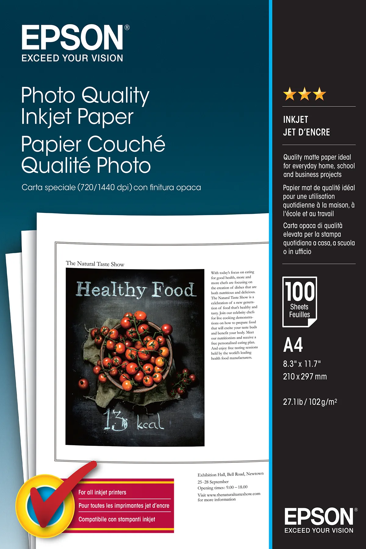 EPSON Inkjetphotopaper quality A4 100sh 102g/m