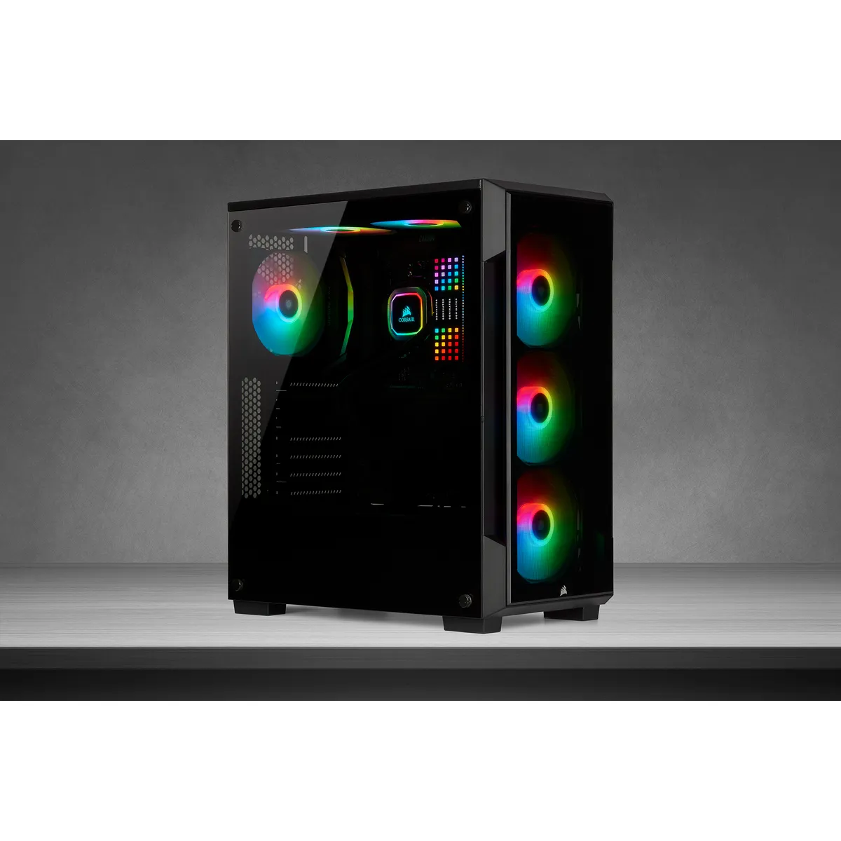 CORSAIR iCUE 220T Midi-Tower Case with window and RGB lighting, Black