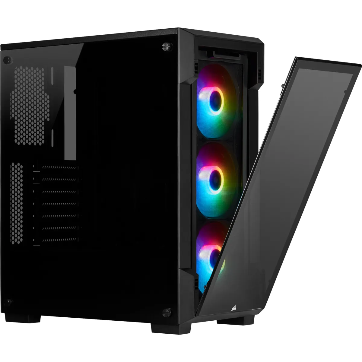 CORSAIR iCUE 220T Midi-Tower Case with window and RGB lighting, Black