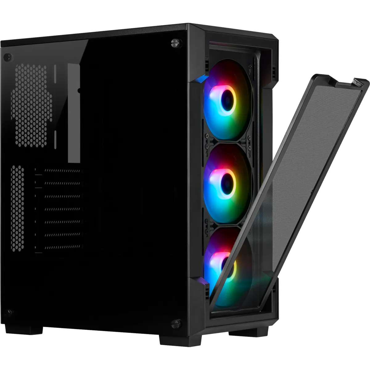 CORSAIR iCUE 220T Midi-Tower Case with window and RGB lighting, Black