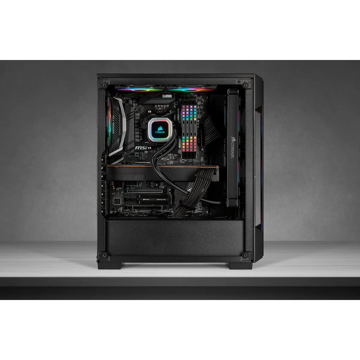CORSAIR iCUE 220T Midi-Tower Case with window and RGB lighting, Black