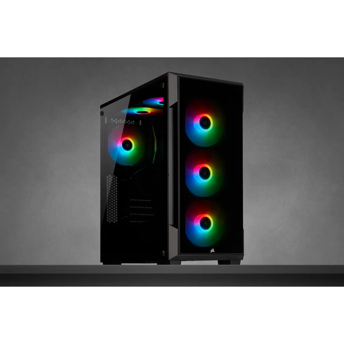 CORSAIR iCUE 220T Midi-Tower Case with window and RGB lighting, Black