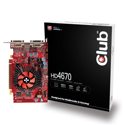 CLUB 3D HD 4670 PCI-E 512M GDDR-3 2X DVI