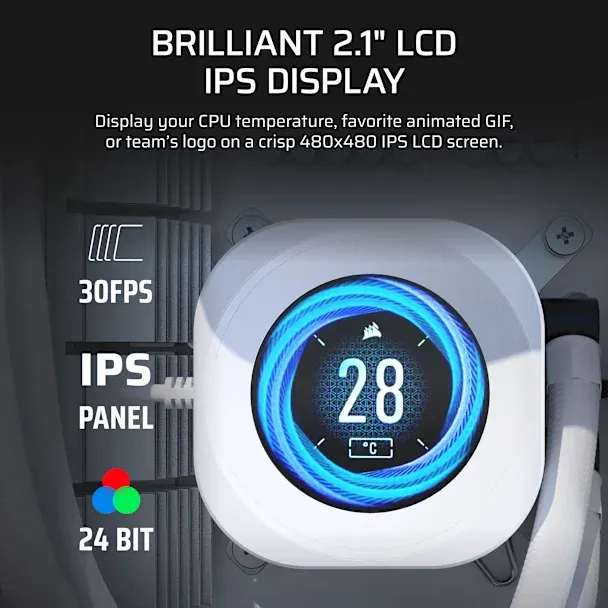 Corsair NAUTILUS 360 RS LCD 360mm RGB Liquid Cooler, White