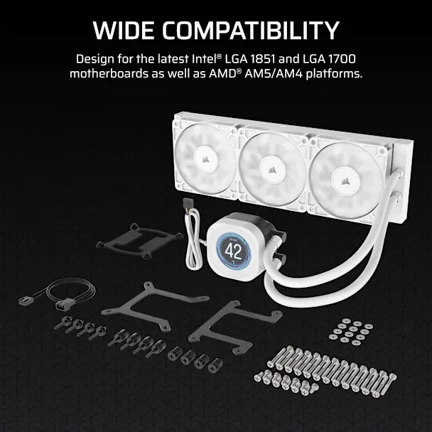 Corsair NAUTILUS 360 RS LCD 360mm RGB Liquid Cooler, White