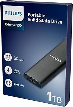 Philips FM01SS031P/00 1TB External SSD with USB 3.2 Gen 2 (USB-C), Portable, Space Grey