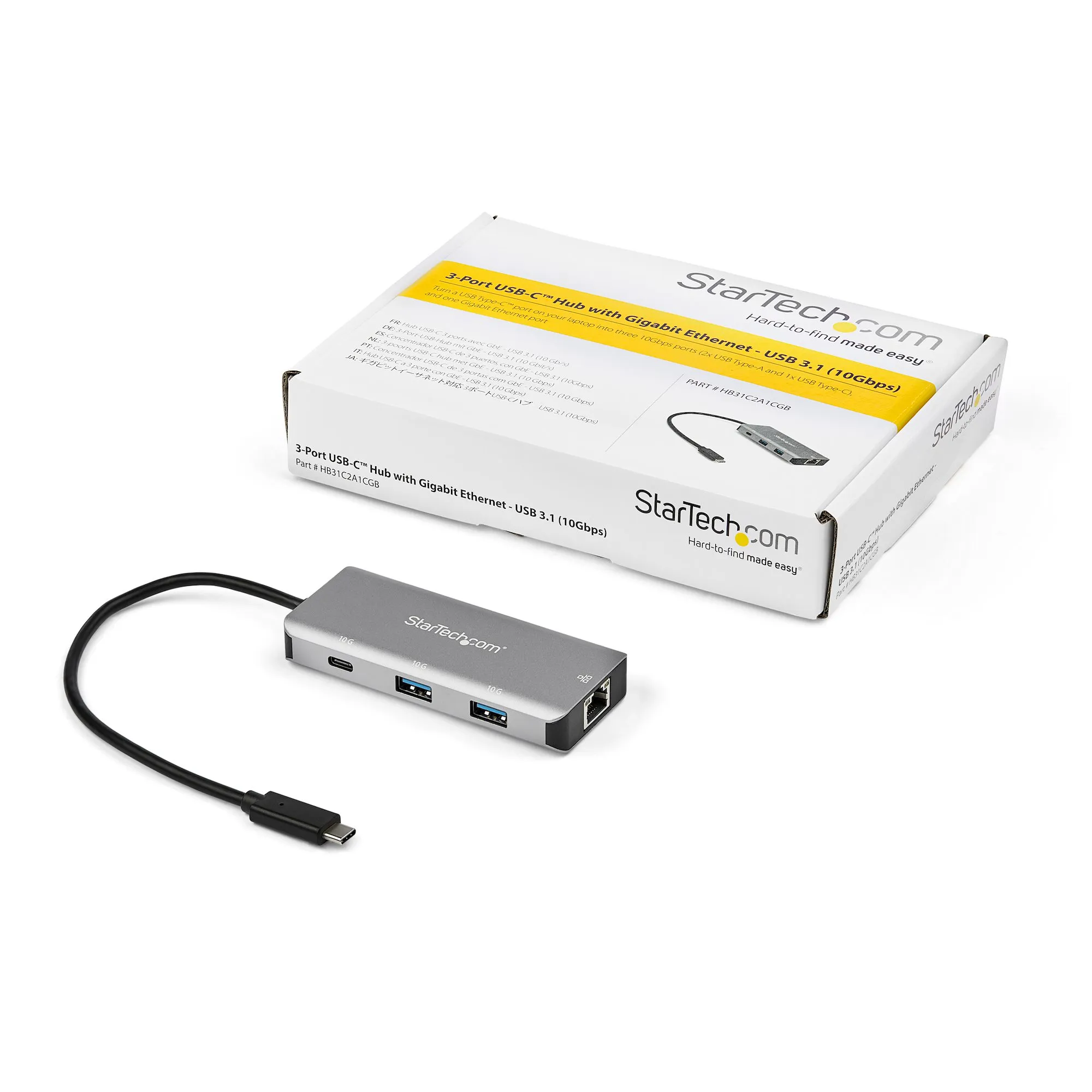 STARTECH.COM 3-Port USB-C Hub with LAN Port - 10Gbps - 2x USB-A 1x USB-C HB31C2A1CGB