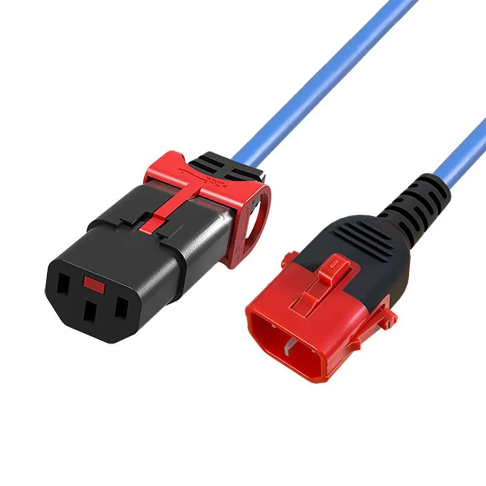 MICROCONNECT MC-DUALC13C14S-3B - C13 IEC Lock+ till C14 IEC Lock str&ouml;mkabel, bl&aring;, 3 m